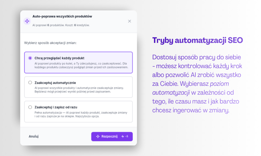 SEO NoBrainer - tryby pracy